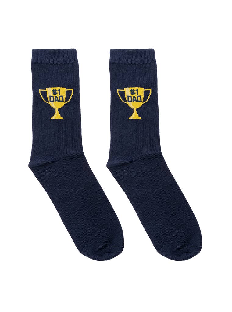 - Trophy - "#1 Dad" - Navy Blue3D Packaged Crew Socks