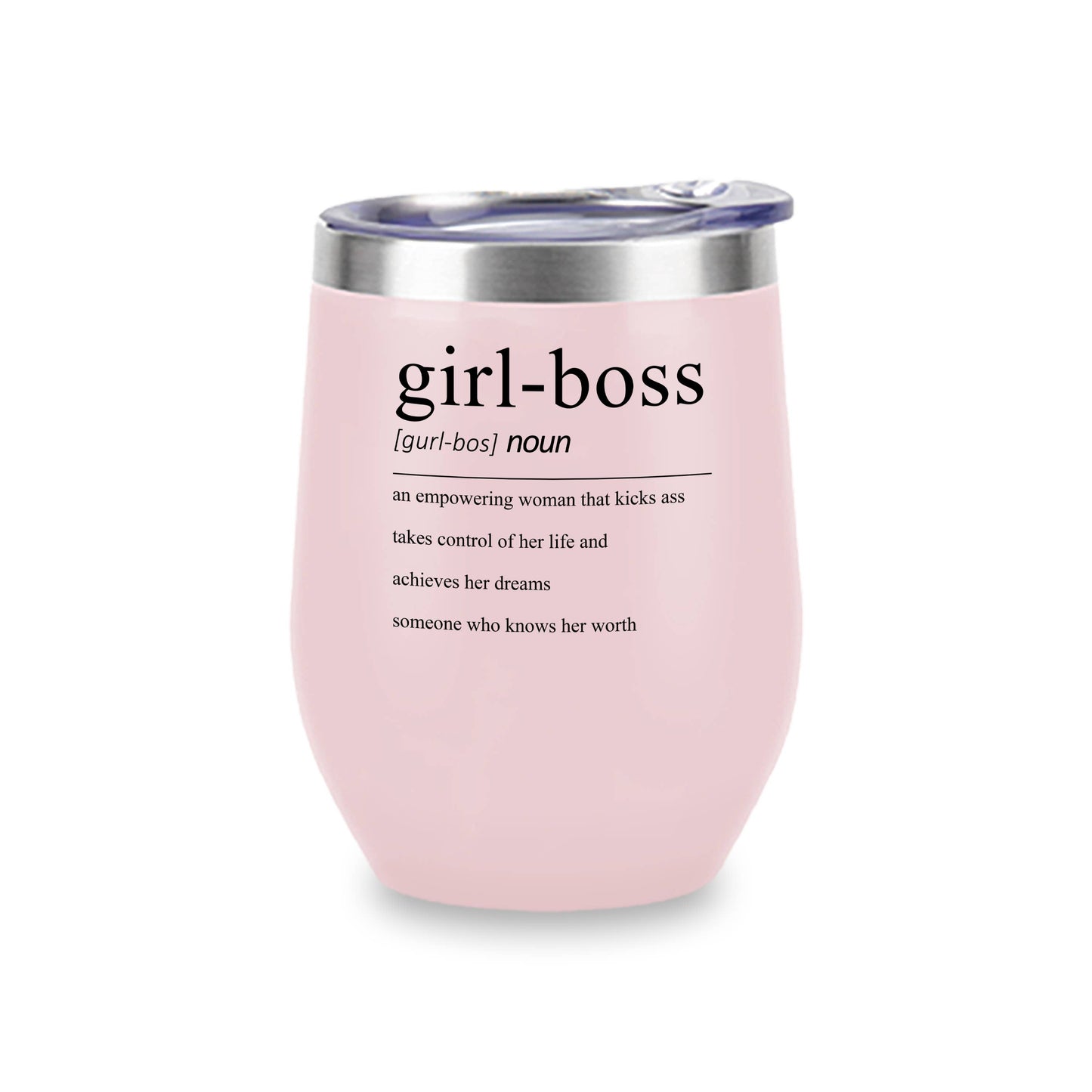 Insulated Wine Tumbler (Pink) - Girl Boss