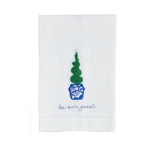 Be Our Guest Boxwood Embroid Towel