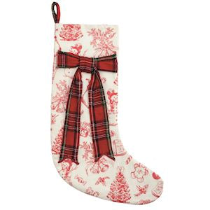 Plaid Bow Toile Stocking