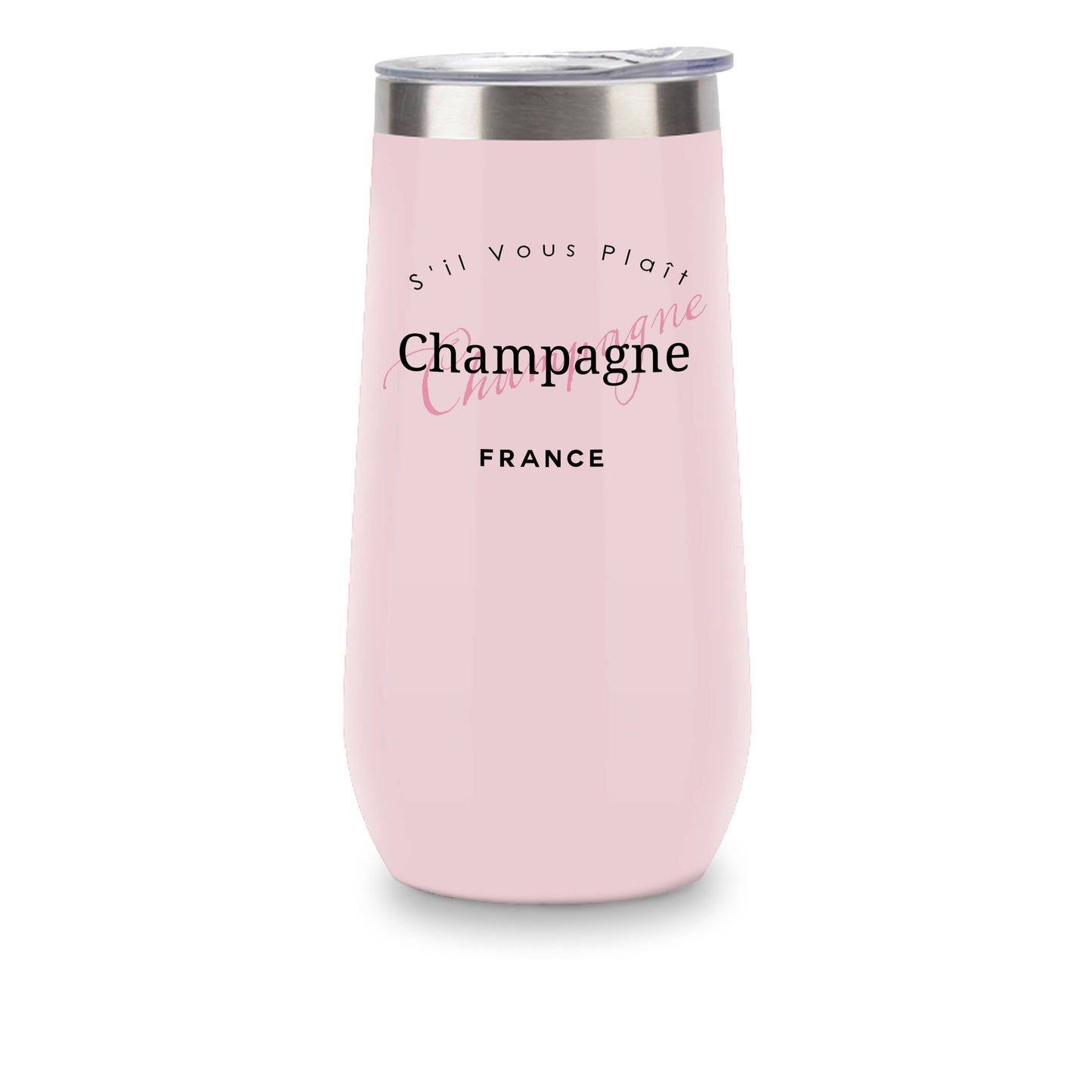 Insulated Champagne Tumbler (Pink) - Bubbles