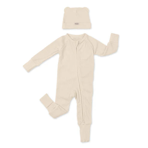 Rib Zip Fit & Beanie Set