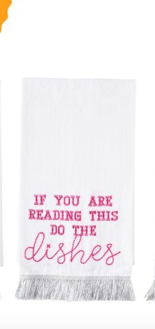 Do the Dishes Silver Fringe Towel
