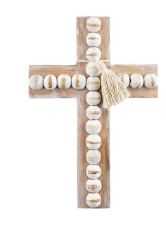 Mud Pie Wood Bead Cross with Tassel