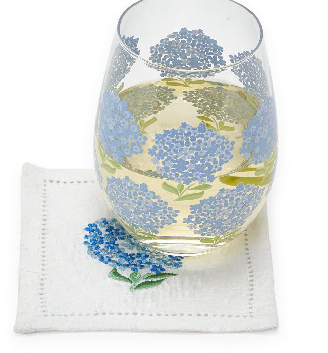 Hydrangea S/6 Hemstitch Cocktail Napkins