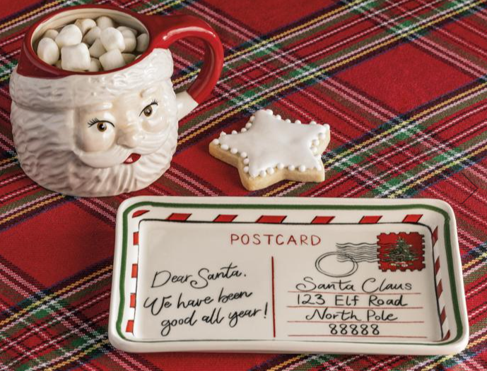 Figural Santa Milk & Cookies Set