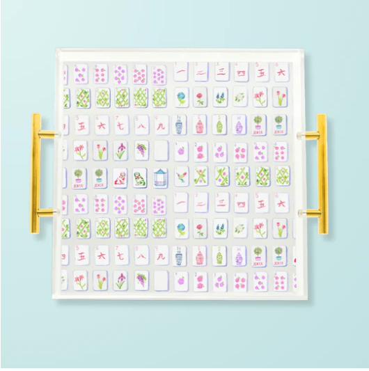 Mahjong Tiles Acrylic Tray gold