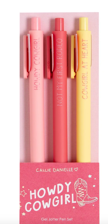 Howdy Cowgirl pen set of 3