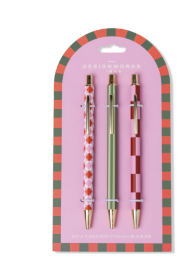 DIAMOND, STRIPE, CHECK SET OF 3 PENS -