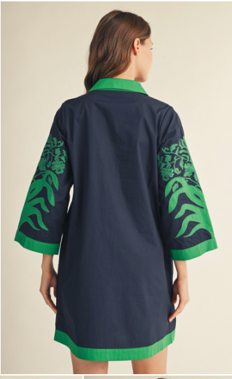 Lois Dress Navy and Green