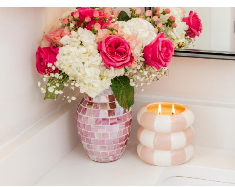 Pink Check Sweet Grace Collection Candle #74