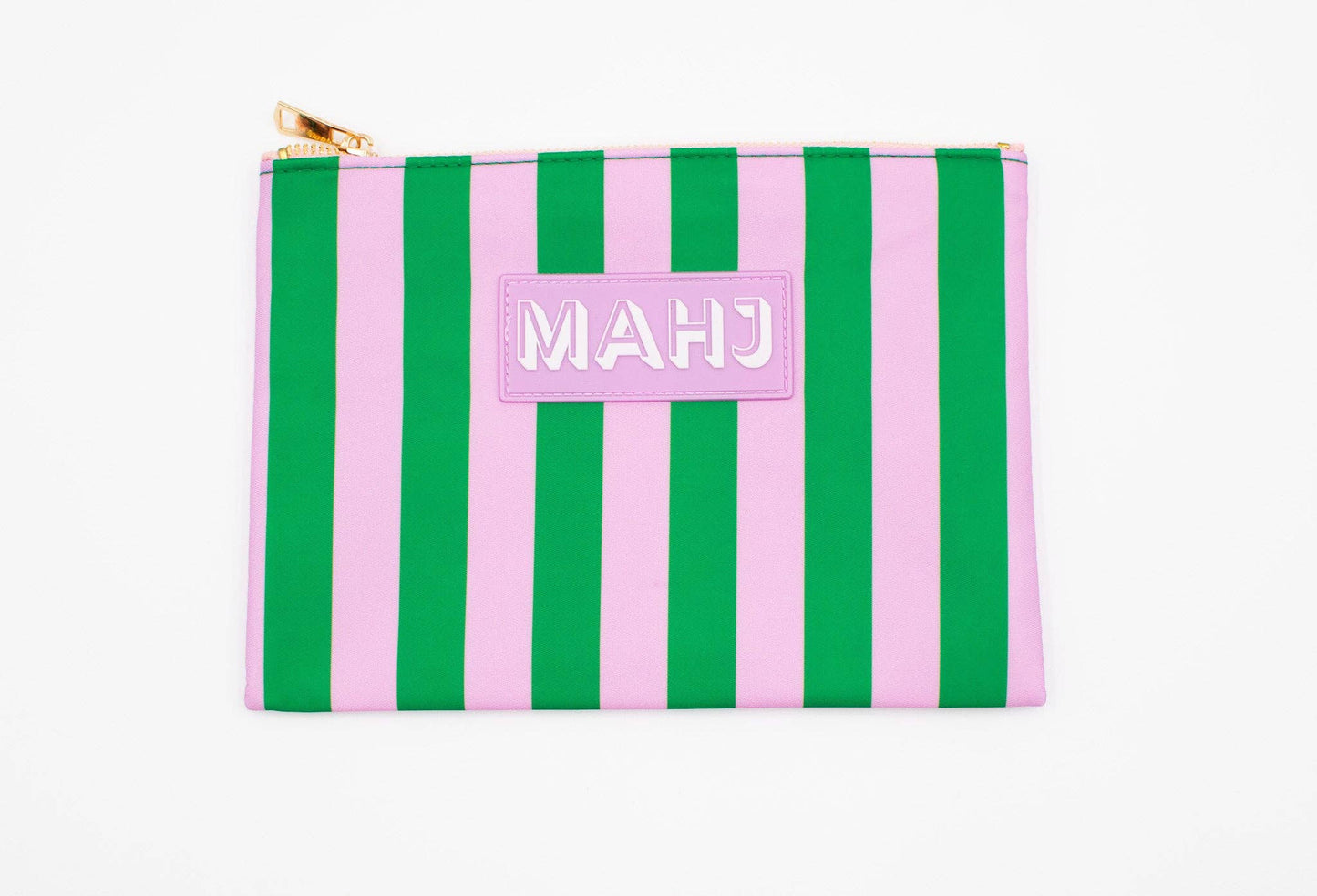 Premium Mahjong Card & Accessory Bag: Stripes- Pink & Red Card & Accessory Bag