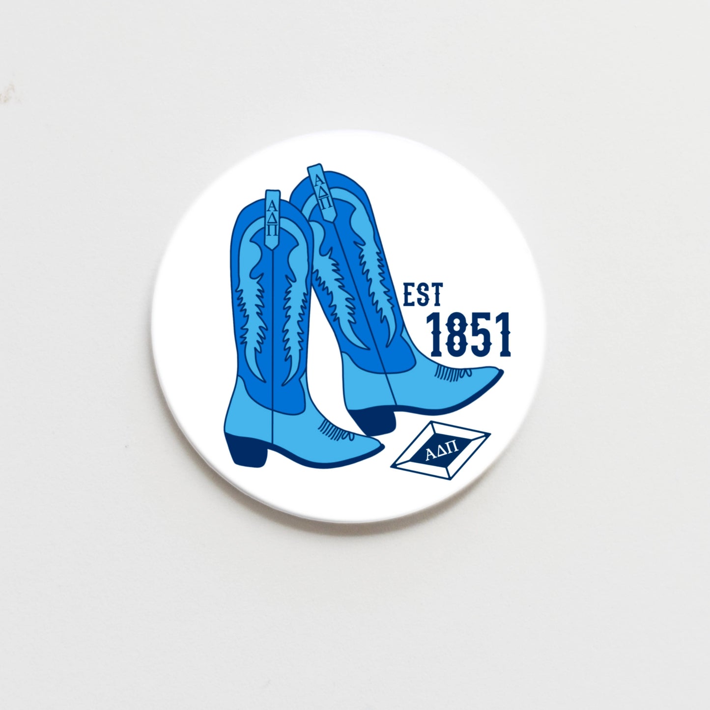 Alpha Delta Pi Greek Boots Button 3.00 inch