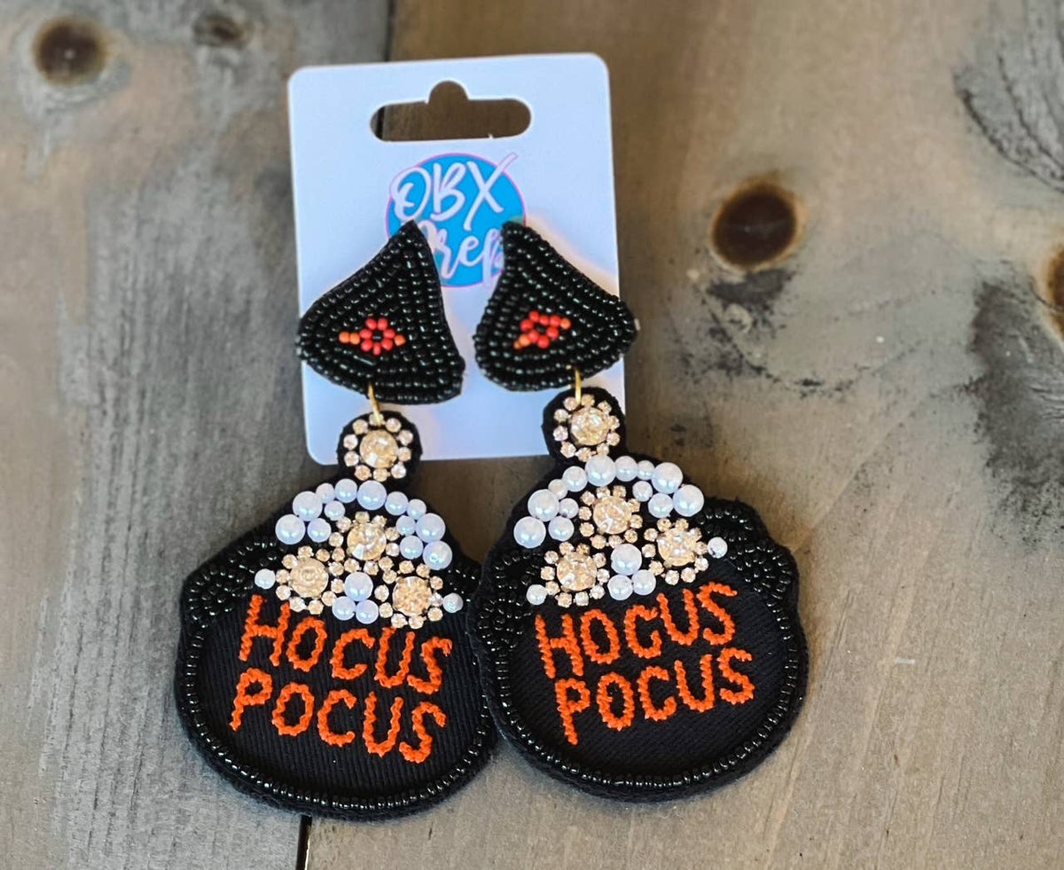 Hocus Pocus Cauldron Seed Bead Dangle Earrings