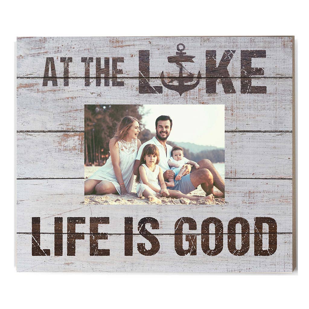 At The Lake Whitewash Slat Picture Frame