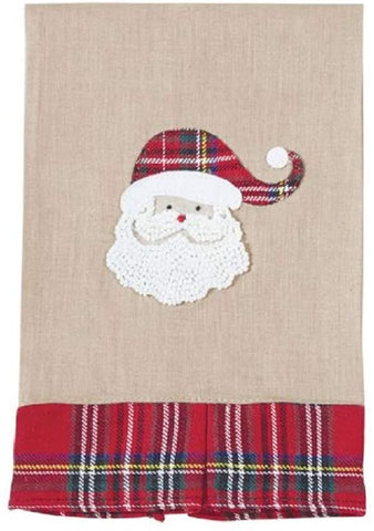 Santa Tartan French Knot Towel