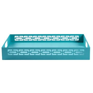 Breeze Block Metal Serving Rectangular Tray Plus Stand - set