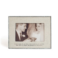 I WILL THINK OF YOU HORIZONTAL GLASS LINEN PHOTO FRAME