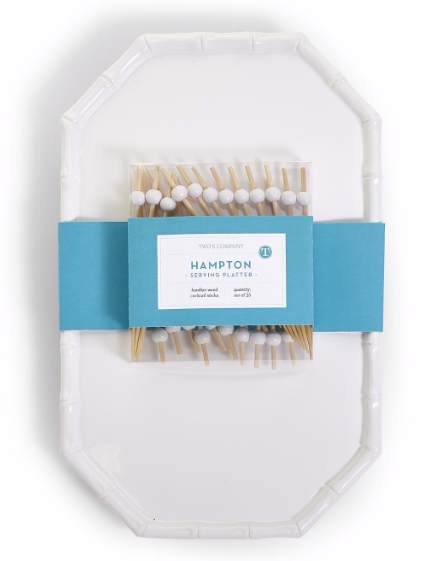 Hampton Faux Bamboo Serving Platter with 20 Bamboo Sticks