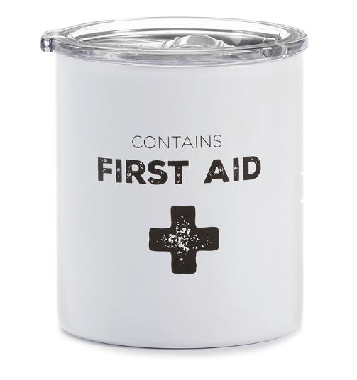 First Aid White Stainless Steel Travel Cup