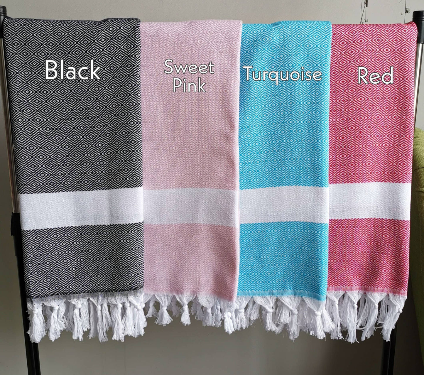 COTTON DIAMOND TOWELS - Pink