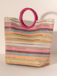 AMALIA STRIPE TOTE, PINK