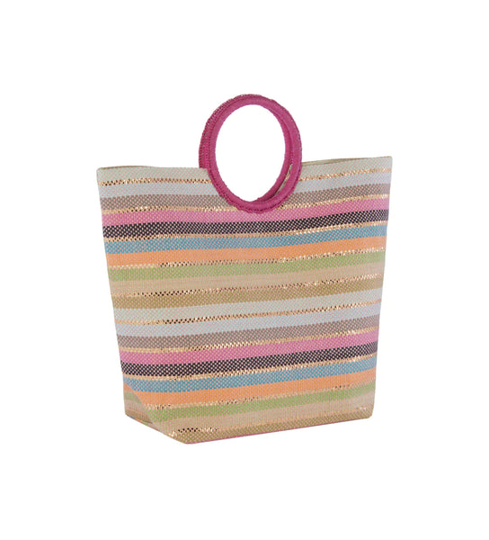 AMALIA STRIPE TOTE, PINK