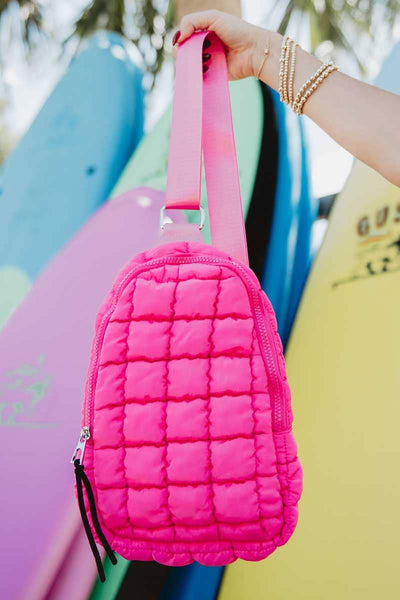 Hot Pink Quilted Cute Sling Bag: Hot Pink