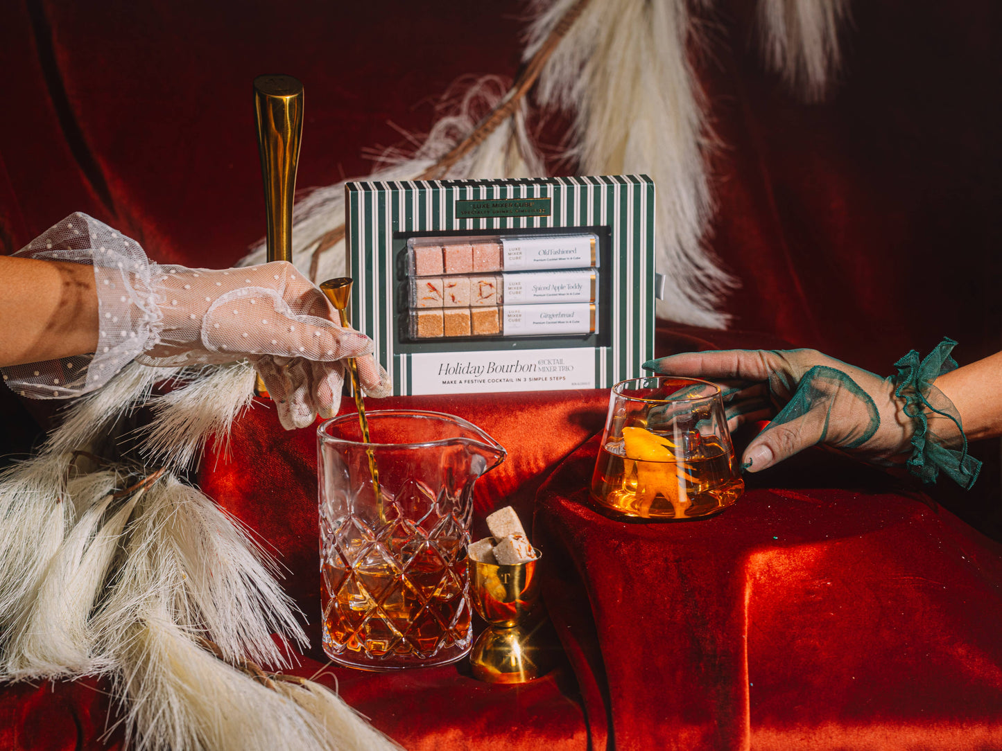 Holiday Bourbon Old Fashioned Mixer Cube Trio