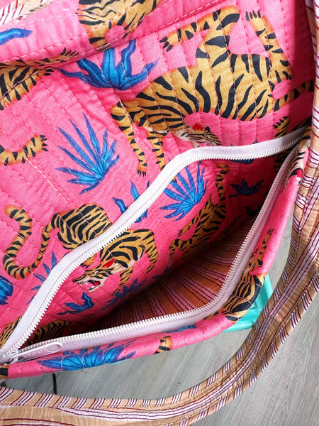 Rose Pink Tigers - Weekender Overnight Travel Bag -