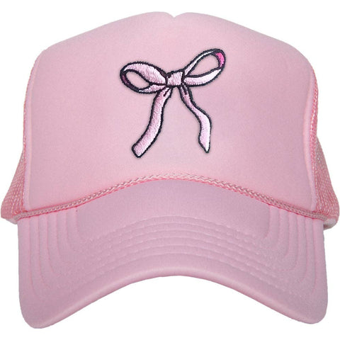 Coquette Pink Bow Trendy Foam Trucker Hat: Light Pink