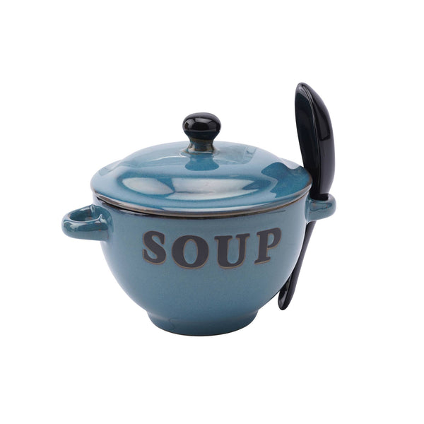 Blue Soup Bowl and Spoon Sets