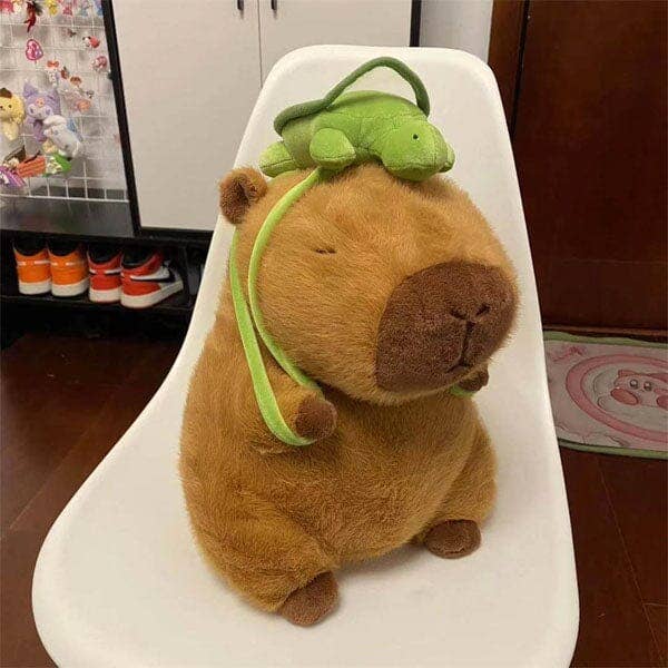 Capybara Kawaii Plush w/ Turtle Backpack