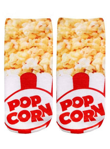 Novelty Graphic Ankle Socks - Box of Movie Theater Popcorn