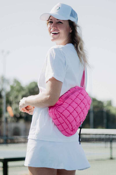 Hot Pink Quilted Cute Sling Bag: Hot Pink