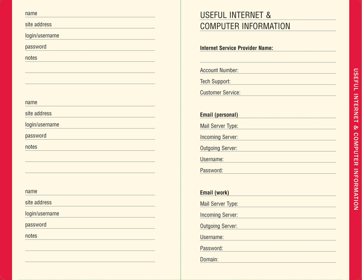 Black Internet Address & Password Organizer