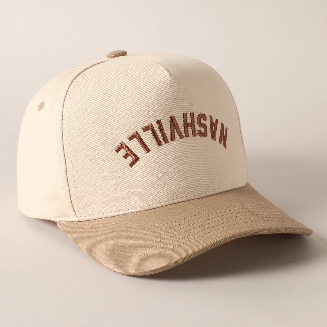 NASHVILLE - Upside Down Trucker Baseball Cap : BEIGE-BROWN