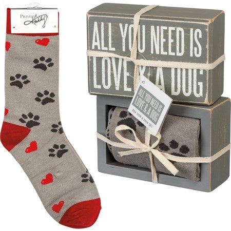 Love And A Dog Box Sign And Sock Box