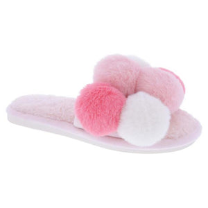 Pink Pom Open Toe Slipper