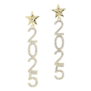 Hammered Gold Star Post and Stacked Pave Crystal 2025 Earrings