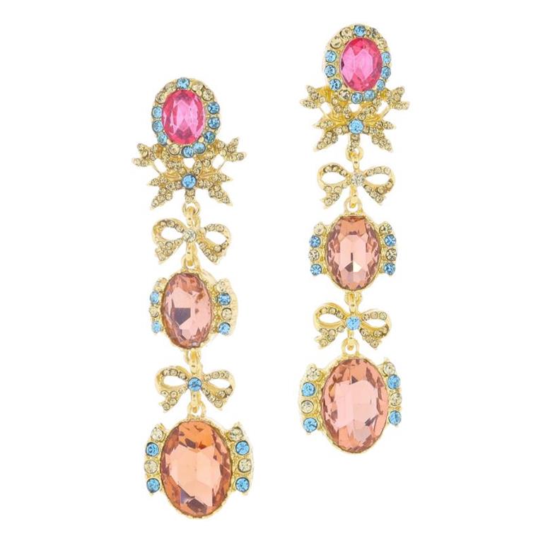 Coral Pink & Peachy Champagne Oval Earrings