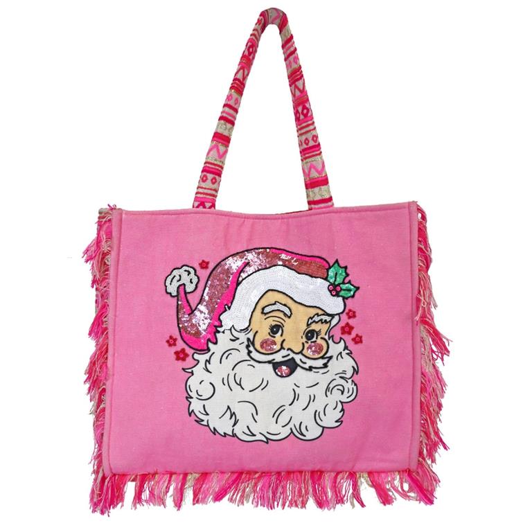 Tickled Pink Santa Tote