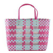 Kimberly Woven Beach Tote/ Hot Pink/Aruba