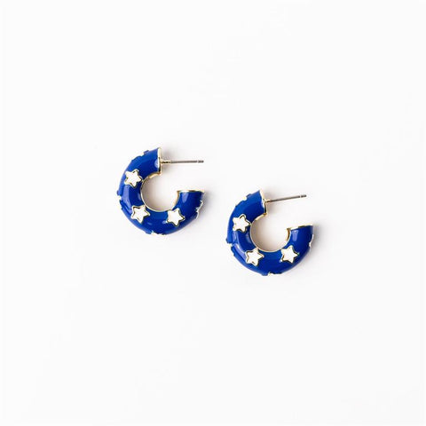 Earrings Justine Blue & White Small