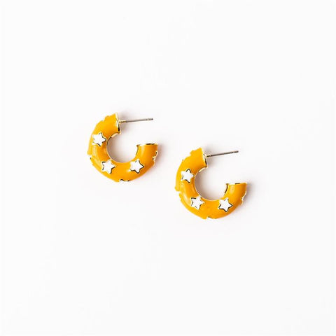 Earrings Justine Orange & White Small