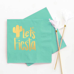 Let's Fiesta - Foil Cocktail Napkins: Teal