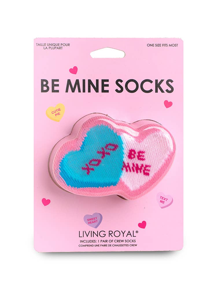 - V-Day Hearts - "Be Mine" - Pink.3D Packaged Crew Socks