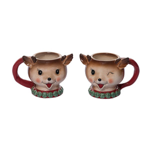 Christmas Mini Vintage Christmas Reindeer Mug Set 2