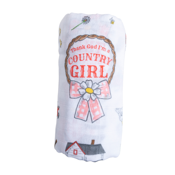 Country Girl Muslin Swaddle Receiving Blanket