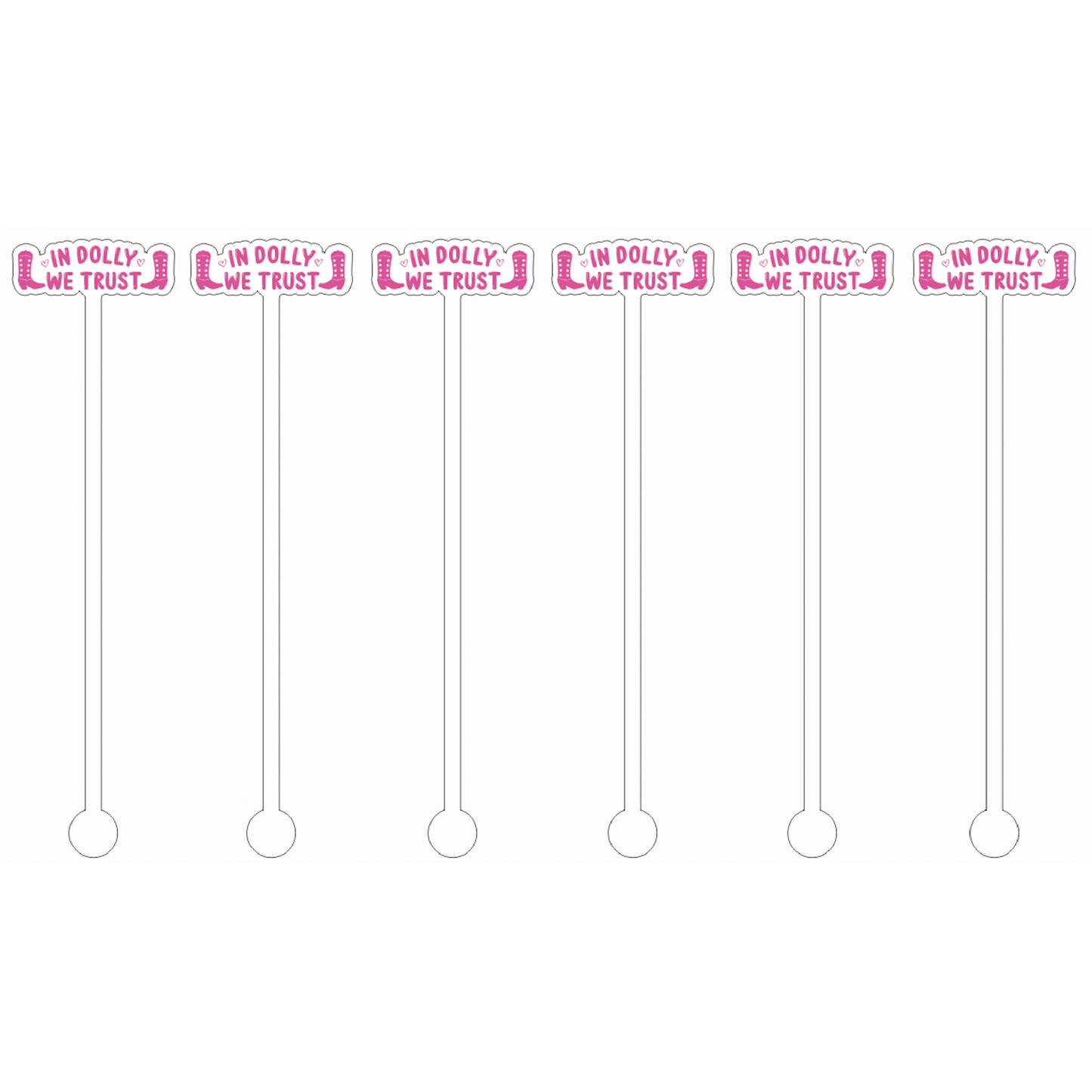 In Dolly We Trust Cocktail Stick Stirrer-Set of 6